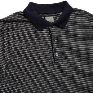 Haggar Golf Polo Shirt Mens XL Navy Blue Golf Flag Print Short Sleeve‎ Cotton